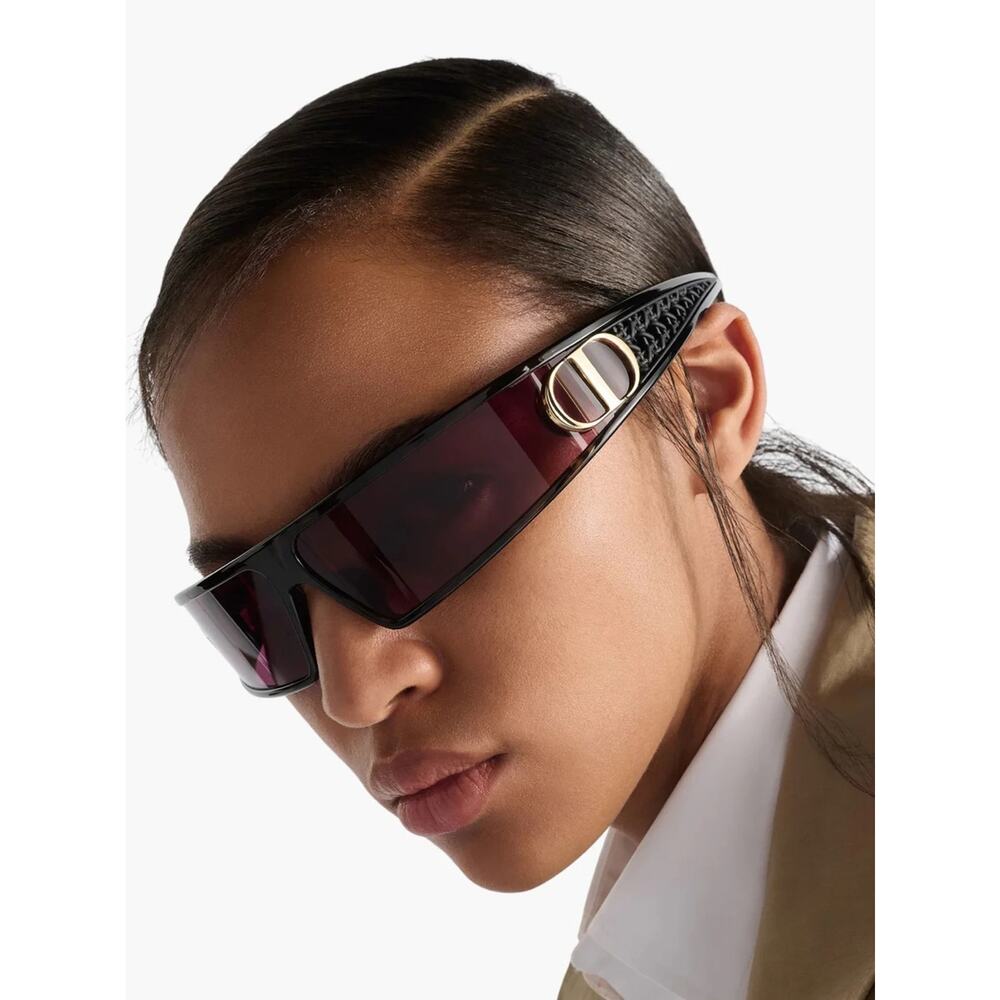 New Dior VeryDior M1U 10A0 Black Shield Sunglasses with Gold Accent Authentic - Picture 7 of 11